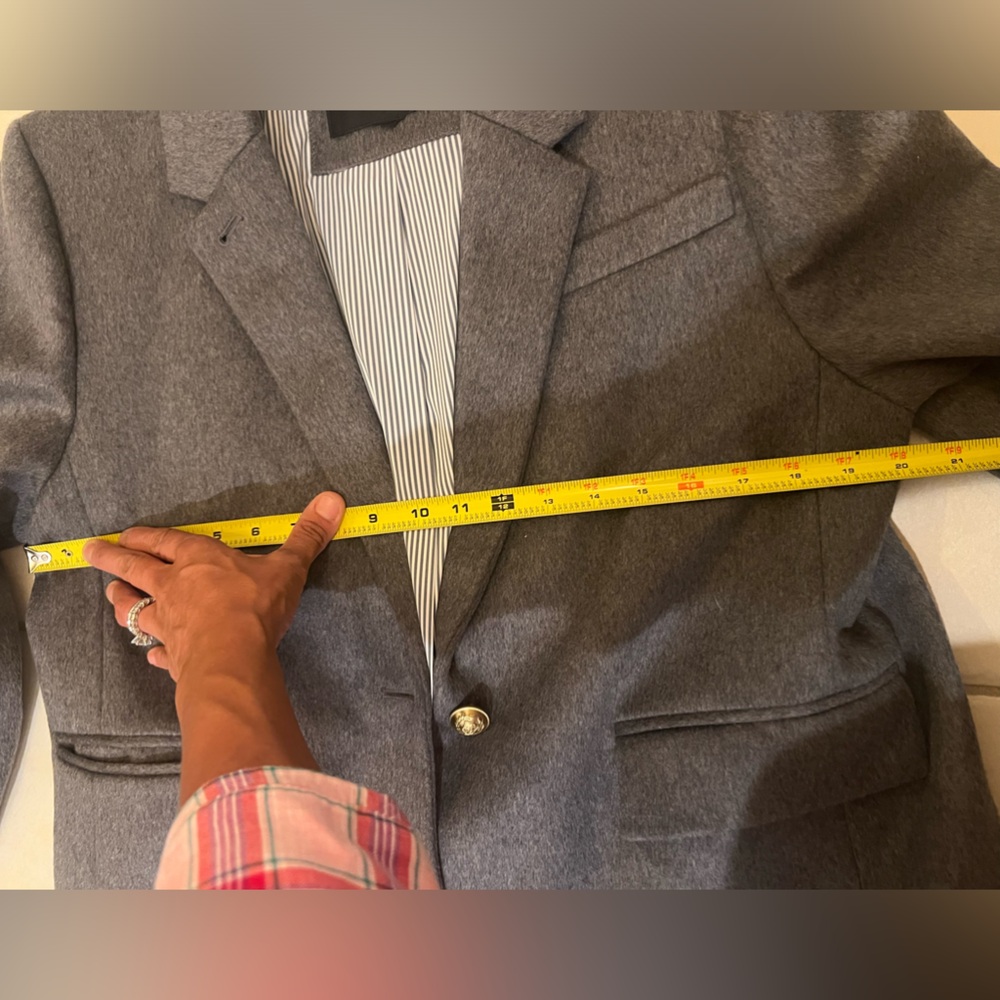 J. Crew Gray Long Coat with Gold Buttons - Picture 6 of 16